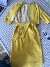 Yellow Skirt, Jacket, and Striped Blouse