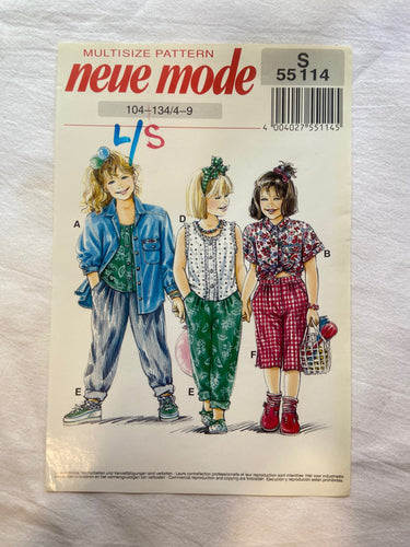 Neue Mode S55114 Pattern UNCUT Girl's Shirt & Shorts ages 4-9
