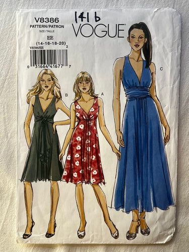 Vogue V8386 UNCUT Misses Dress Sizes 14-20