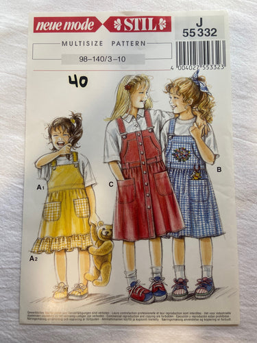 Neue Mode J55332 Pattern UNCUT Girls' Jumper Dress ages 3-10