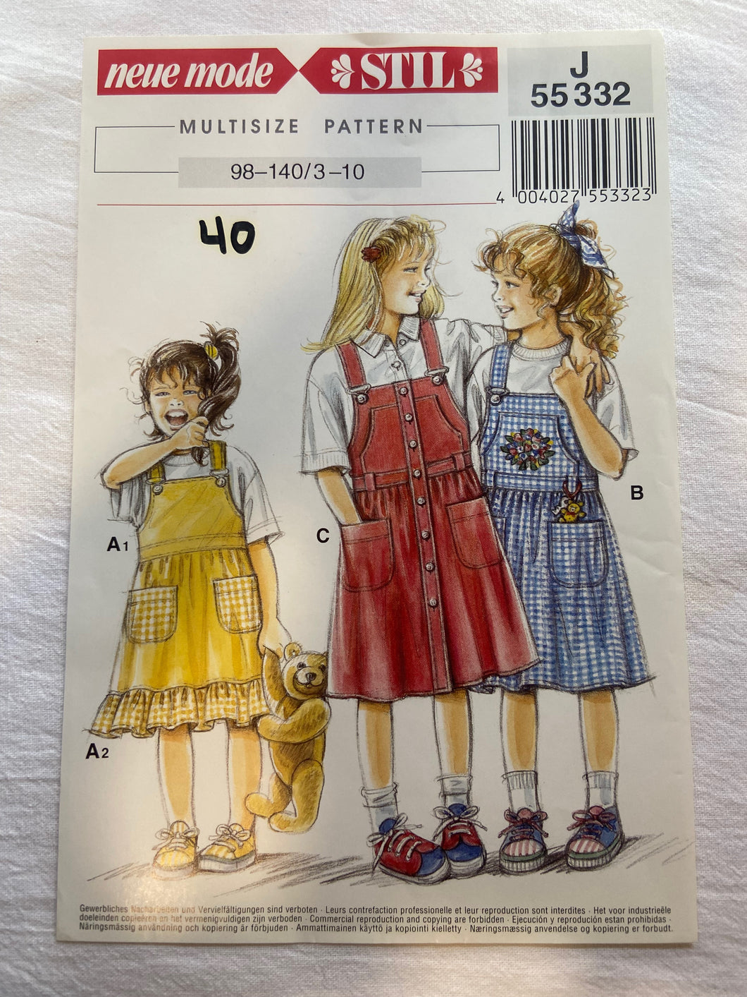 Neue Mode J55332 Pattern UNCUT Girls' Jumper Dress ages 3-10 Wee Scotty Neue Mode J55332 Pattern UNCUT Girls' Jumper Dress ages 3-10 Wee Scotty