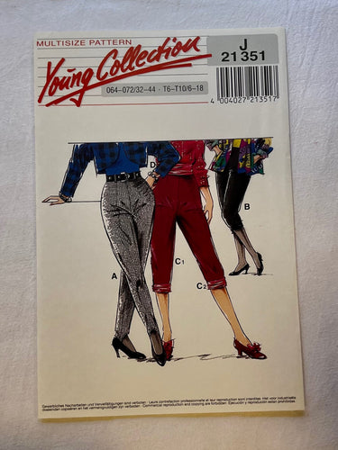 Neue Mode Young Collection J21351 UNCUT Adult Pants Sizes 6-18