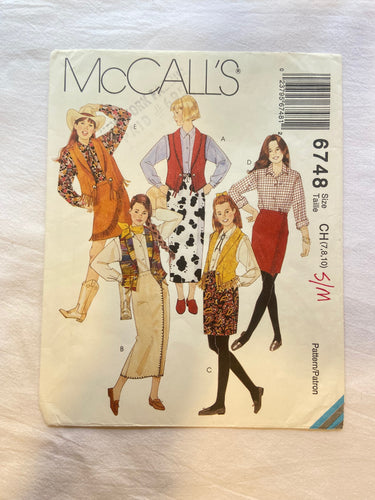 McCalls's 6748 Pattern UNCUT Unlined Vest & Mock Wrap Skirt 7, 8, 10