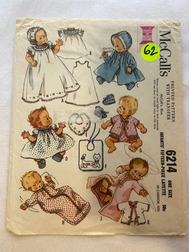 McCall's 6214 Pattern UNCUT Infants' Fifteen-Piece Layatte