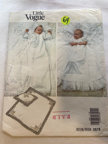 Little Vogue 2878 Pattern CUT Infants' Dress, Coat, Bonnet, Pillow Sham, & Blanket One Size