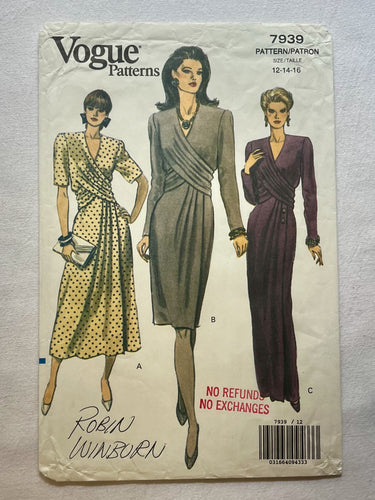 Vogue 7939 PARTIALLY CUT Misses Dress Sizes 12-16