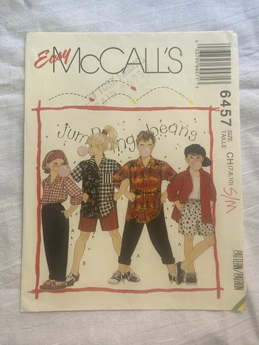 Easy McCall's 6457 UNCUT Pattern Boys Girls Shirt Pant Shorts 7, 8, 10
