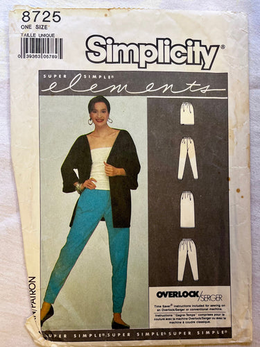 Simplicity 8725 PARTIALLY CUT Adult Casual/Athletic Wear One Size