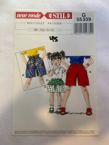 Neue Mode G55339 Pattern UNCUT Childrens' Shorts ages 3-12