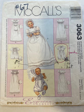 McCall's 3063 Pattern Uncut Infants' Christening Gown, Rompers w/ Snap Crotch & Bonnet All Sizes Included