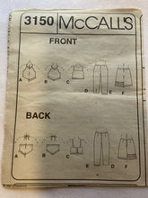 McCall's 3150 Pattern UNCUT Girls' & Girls' Plus Tops, Cropped Pants, & Skirt Sizes 7, 8, 10