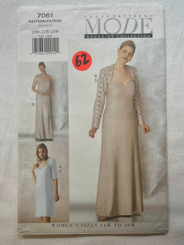 Vogue Mode 7061 UNCUT Misses Dress Sizes 20-24