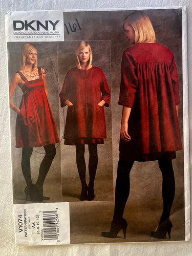 Vogue Donna Karan V1074 PARTIALLY CUT Misses Dress Sizes 6-12