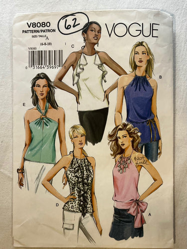 Vogue V8080 PARTIALLY CUT Blouse Sizes 6-10