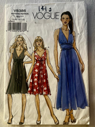 Vogue V8386 PARTIALLY CUT Misses Dress Sizes 6-12