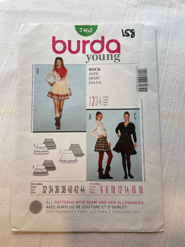 Burda Young Pattern 7462 CUT Girl's Skirt, Size 6