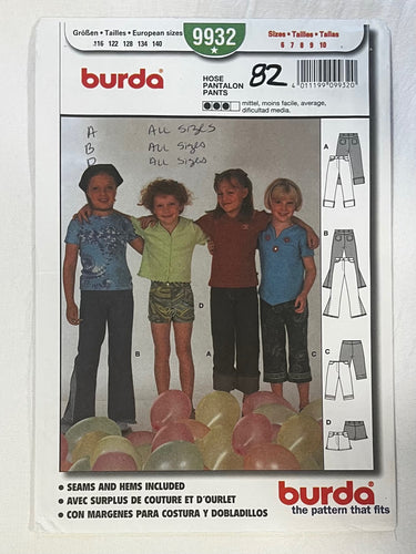 Burda 9932 Sewing Pattern UNCUT Juniors' Pants or Shorts Sizes 6-10
