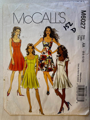 McCall's M6027 PARTIALLY CUT Misses Dress Sizes 6-12