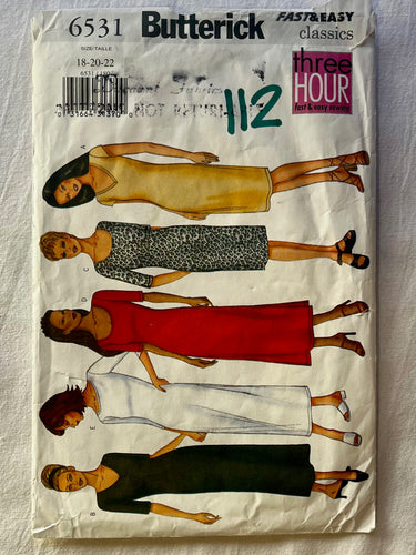 Butterick 6531 PARTIALLY CUT Misses Dress Sizes 18-22