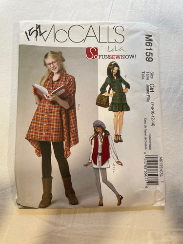 McCall's M6159 Pattern CUT Girl's Vest, Dress, Shirts & Leggings Size 7