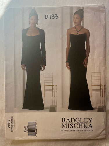 Vogue Badgley Mischka 2237 PARTIALLY CUT Misses Dress Sizes 8-12