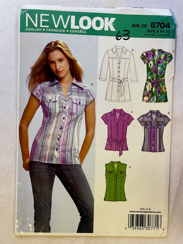 New Look 6704 PARTIALLY CUT Blouse Sizes 10-22