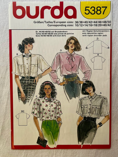 Burda 5387 CUT Blouse Sizes 40/42
