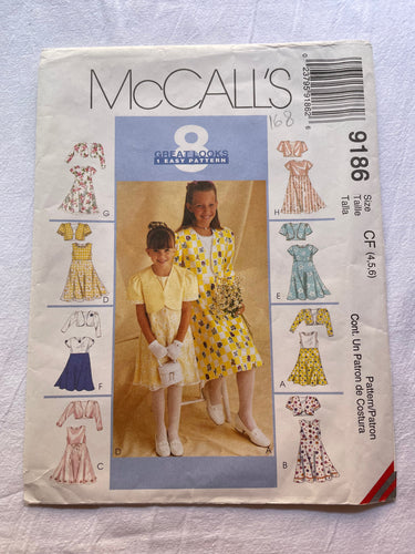 McCall's Pattern 9186 CUT Girls Lined Dress & Bolero Jacket, Size 6