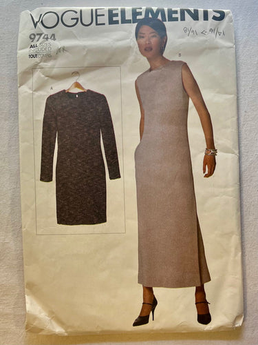 Vogue Elements 9744 PARTIALLY CUT Misses Dress Sizes XS-XL