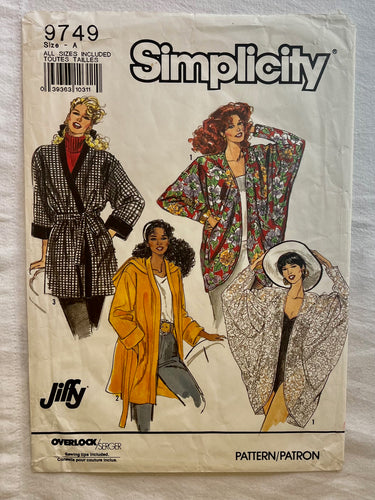 Simplicity 9749 CUT Coat Size M