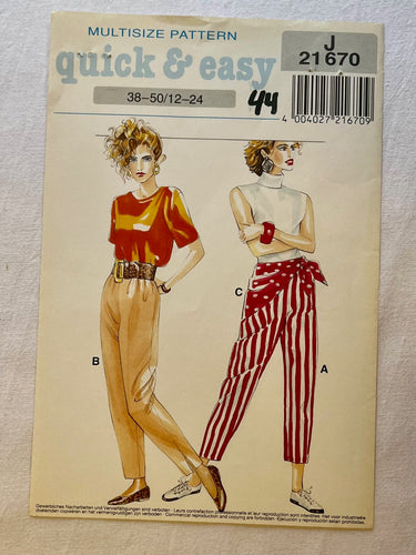 Neue Mode Quick and Easy J21670 UNCUT Adult Pants Sizes 12-24