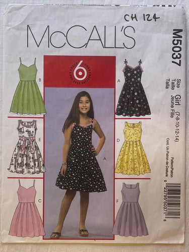 McCall's M5037 Pattern PARTIALLY CUT Girls Dress Size 7, 8, 10, 12, 14