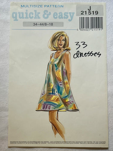 Neue Mode Quick and Easy J21519 PARTIALLY CUT Misses Dress Sizes 8-18