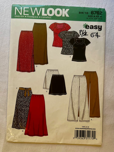 New Look Easy 6762 PARTIALLY CUT Adult Top and Skirt Sizes XS-XL