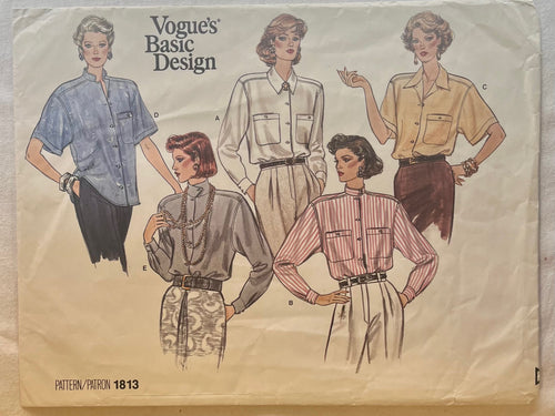 Vogue Basic Design 1813 PARTIALLY CUT Blouse Sizes 8-12