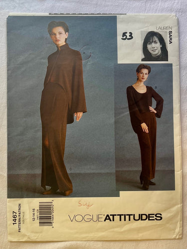 Vogue Attitudes 1467 PARTIALLY CUT Misses Dress Sizes 12-16