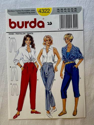 Burda 4322 UNCUT Adult Pants Sizes 10-20