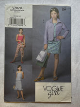 Vogue Girl V7870 Pattern PARTIALLY CUT Girls Dress, Top, Pants Sizes 12, 14, 16
