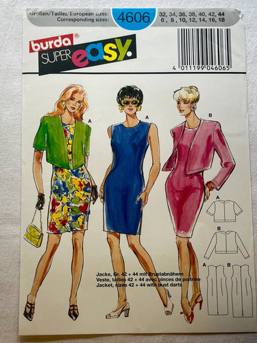 Burda Super Easy 4606 UNCUT Misses Dress Sizes 6-18