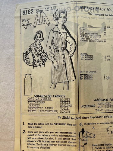 Sue Burnett 8162 CUT Misses Dress Size 12 1/2