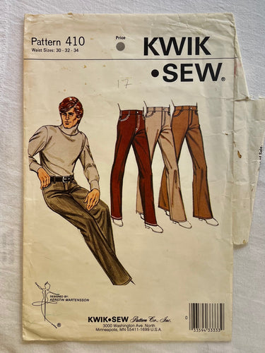 Kwik Sew 410 CUT Men's Wear Size 34
