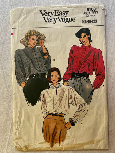 Very Easy Very Vogue 9108 CUT Blouse Size 12