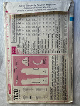 Simplicity 7670 CUT Misses Dress Size 14