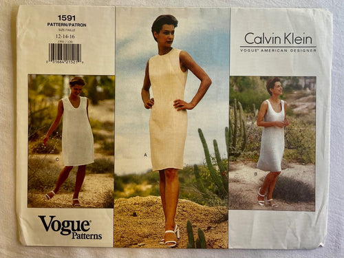 Vogue Calvin Klein 1591 UNCUT Misses Dress Sizes 12-16