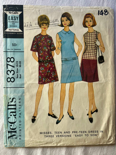 McCall's 8378 PARTIALLY CUT Misses Dress Sizes 10-12