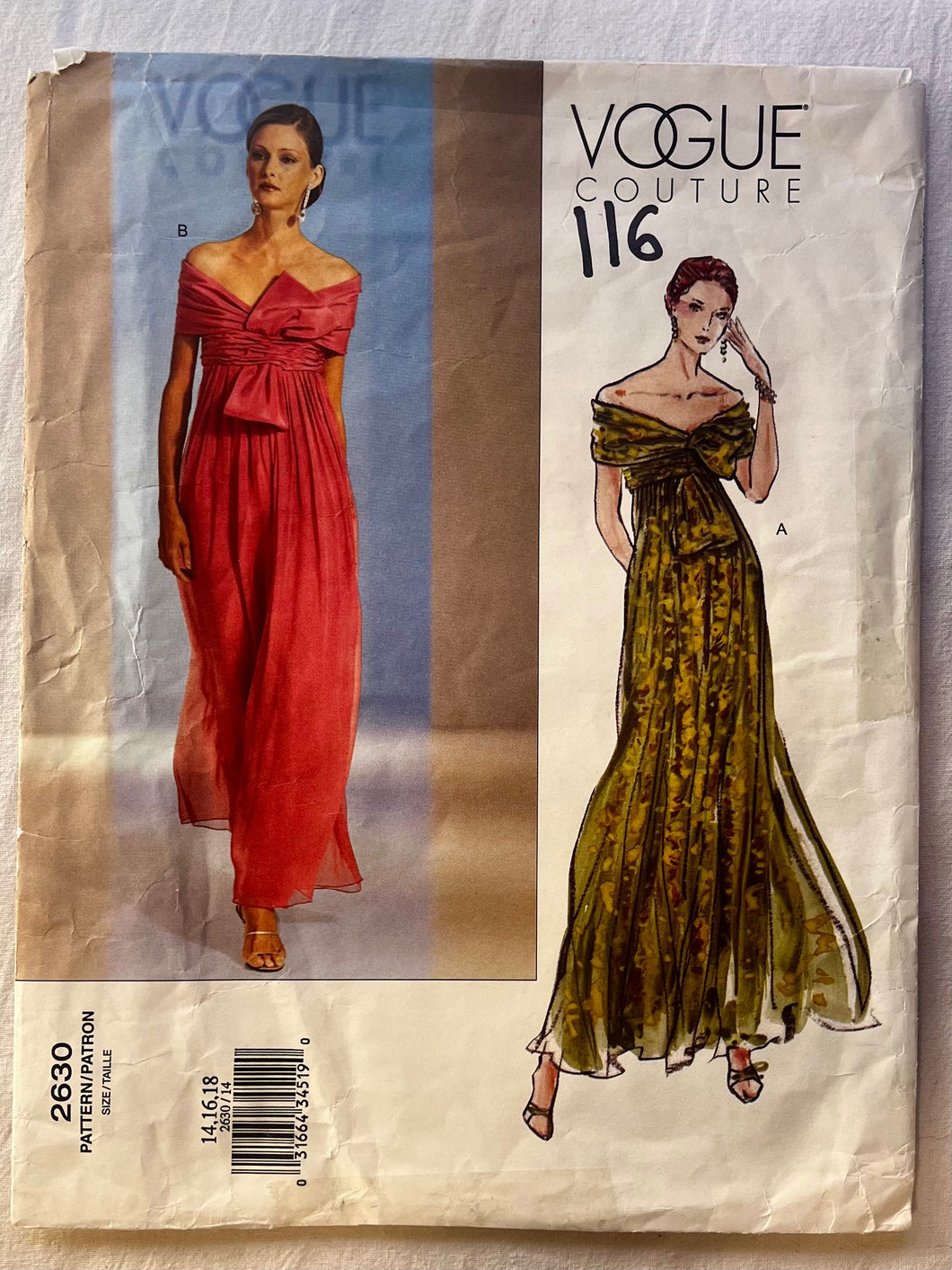 Vogue Couture 2630 PARTIALLY CUT Misses Dress Sizes 14-18 Wee Scotty Vogue Couture 2630 PARTIALLY CUT Misses Dress Sizes 14-18 Wee Scotty