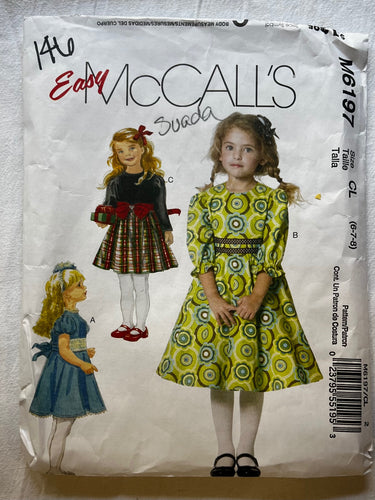 Easy McCall's M6197 Pattern CUT Girl's Dress Size 8