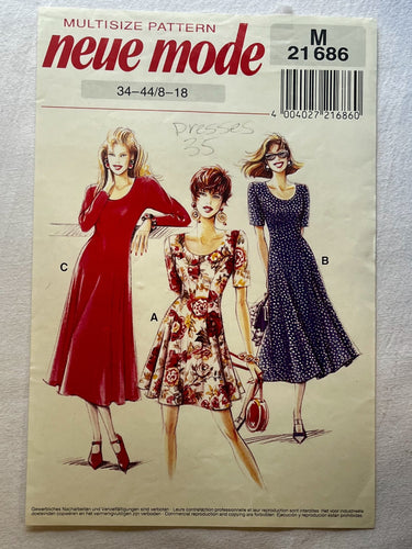 Neue Mode M21686 PARTIALLY CUT Misses Dress Sizes 8-18