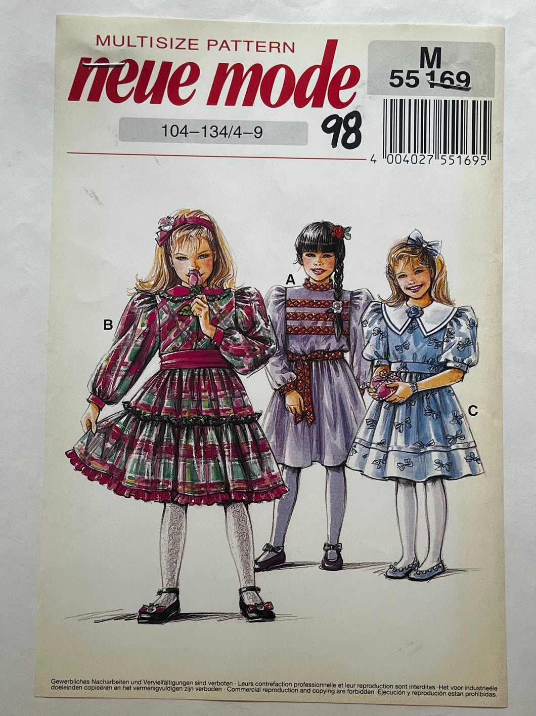 Neue Mode M55169 Sewing Pattern UNCUT Childrens' Dresses Sizes 4-9
