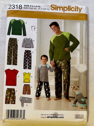 Simplicity 2318 UNCUT Loungewear Sizes S-L/S-XL